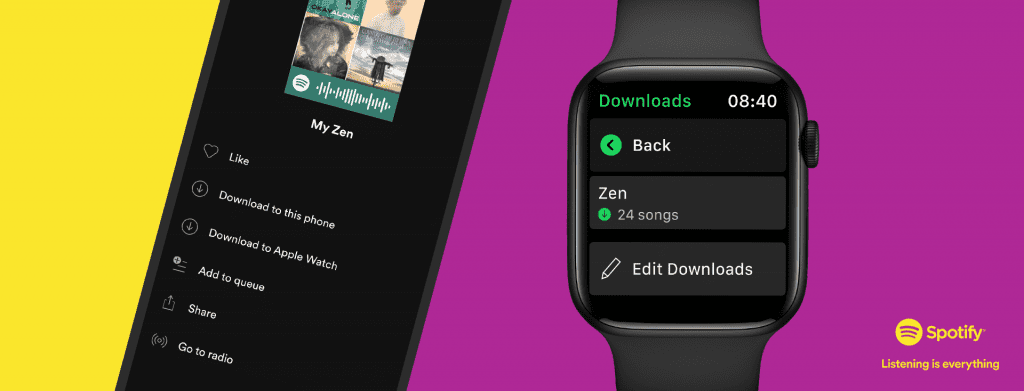 Spotify يتيح إمكانية تحميل الموسيقى على Apple Watch للاستماع بدون اتصال أو هاتف