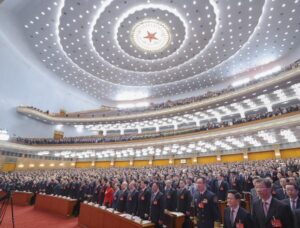 في الصورة الملتقطة يوم 5 مارس 2024، جانب من الجلسة الافتتاحية للدورة الثانية للمجلس الوطني الـ14 لنواب الشعب الصيني، المنعقدة في قاعة الشعب الكبرى في العاصمة الصينية، بكين.(شينخوا)