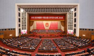 في الصورة الملتقطة يوم 11 مارس 2024، انعقاد الاجتماع الختامي للدورة الثانية للمجلس الوطني الـ14 لنواب الشعب الصيني في قاعة الشعب الكبرى في العاصمة الصينية بكين. (شينخوا)