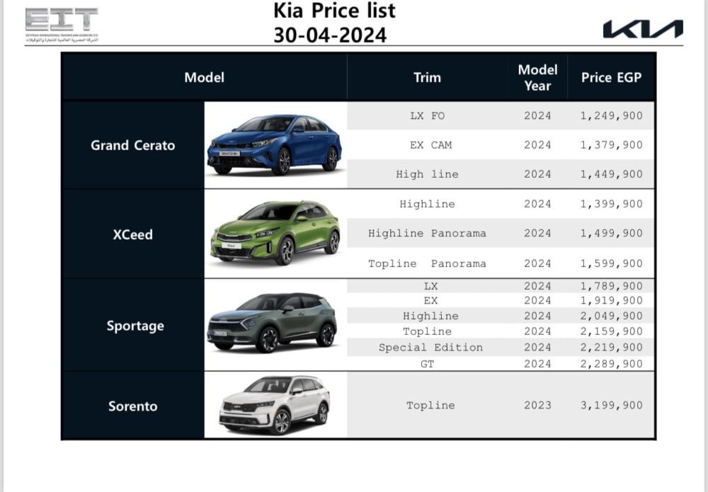 أسعار سيارات كيا