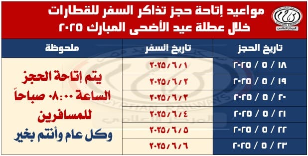 مواعيد حجز تذاكر القطارات